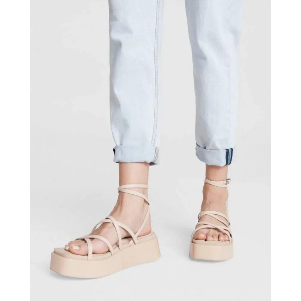 Rag & Bone Flatform Sandals 10 Strappy Minimalist Festival Neutral Tan Logan